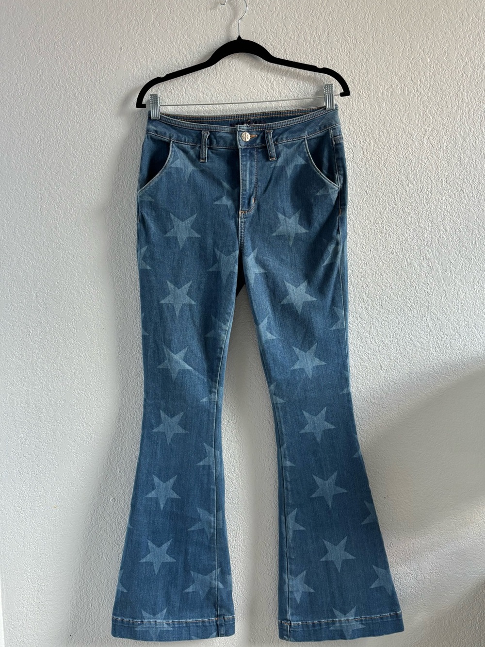 Miss Me Blue Star-Print Flared Jeans - Size 29